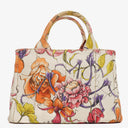 Prada Floral Canapa Logo Tote Bag