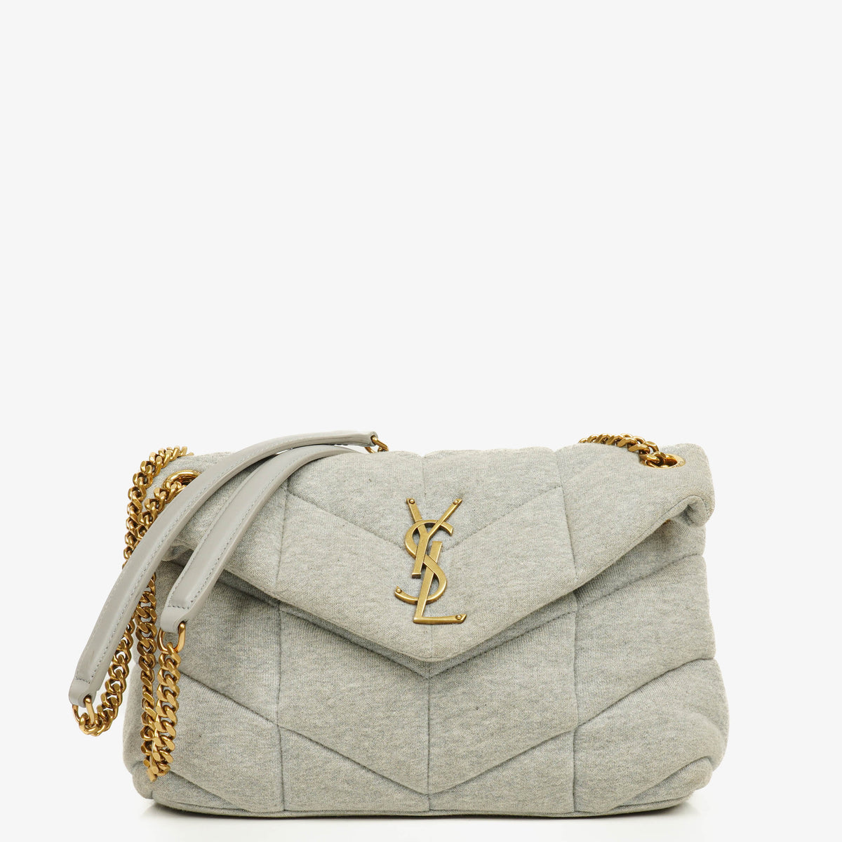 Yves Saint Laurent Grey Quilted Jersey Puffer Loulou Bag
