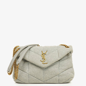 Yves Saint Laurent Grey Quilted Jersey Puffer Loulou Bag