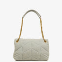 Yves Saint Laurent Grey Quilted Jersey Puffer Loulou Bag