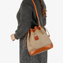 Celine Vintage Macadam Triomphe Drawstring Bucket Bag