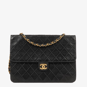 Chanel Medium Classic Single Flap Bag Black Quilted Lambskin With 24K Gold-Plated Hardware