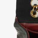Sac à rabat unique vintage Chanel Medium Classic en agneau matelassé et jersey avec ferrures plaquées or 24K