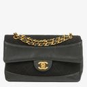 Sac à rabat unique vintage Chanel Medium Classic en agneau matelassé et jersey avec ferrures plaquées or 24K