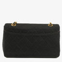 Sac à rabat unique vintage Chanel Medium Classic en agneau matelassé et jersey avec ferrures plaquées or 24K