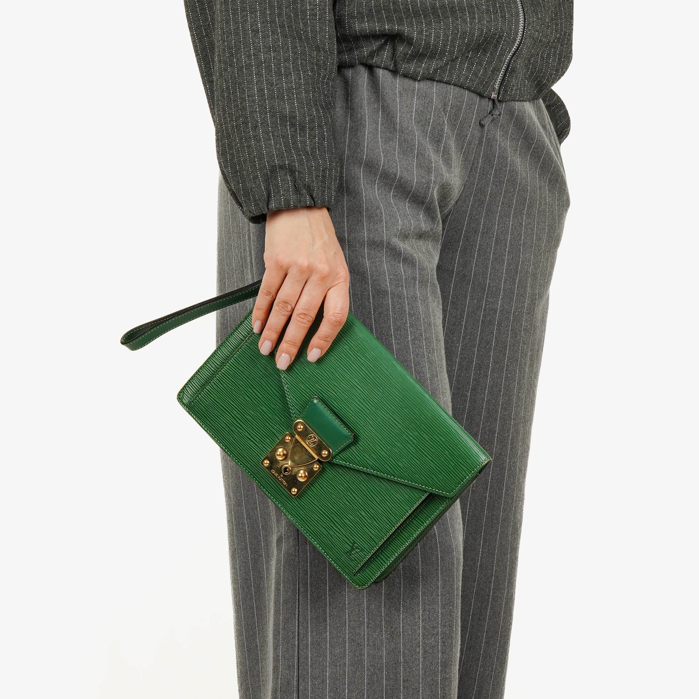 Louis Vuitton Pochette Sellier Dragonne Green Epi Clutch