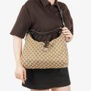 Gucci Monogram Canvas Icon Bit Hobo Bag