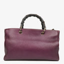 Gucci Purple Pebbled Calfskin Medium Bamboo Shopper Tote Bag
