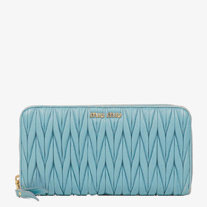 Miu Miu Matelasse Light Blue Wallet