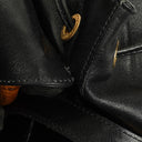 Gucci Vintage Black Leather Bamboo Backpack