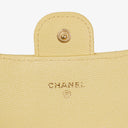 Chanel Quillted Caviar Yellow Leather Flap Wallet