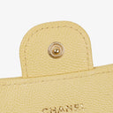 Chanel Quillted Caviar Yellow Leather Flap Wallet