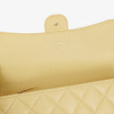Chanel Quillted Caviar Yellow Leather Flap Wallet