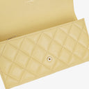 Chanel Quillted Caviar Yellow Leather Flap Wallet