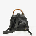 Gucci Vintage Black Leather Bamboo Backpack
