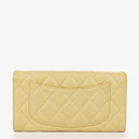 Chanel Quillted Caviar Yellow Leather Flap Wallet