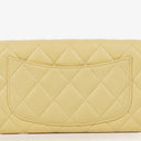 Chanel Quillted Caviar Yellow Leather Flap Wallet