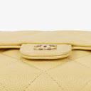 Chanel Quillted Caviar Yellow Leather Flap Wallet