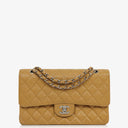 Chanel Medium Classic Vintage Double Flap Bag Beige Quilted Caviar Leather With Silver-Tone Hardware