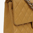 Chanel Medium Classic Vintage Double Flap Bag Beige Quilted Caviar Leather With Silver-Tone Hardware