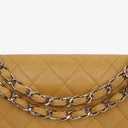Chanel Medium Classic Vintage Double Flap Bag Beige Quilted Caviar Leather With Silver-Tone Hardware