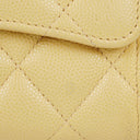 Chanel Quillted Caviar Yellow Leather Flap Wallet