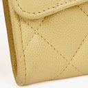 Chanel Quillted Caviar Yellow Leather Flap Wallet