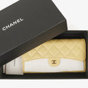 Chanel Quillted Caviar Yellow Leather Flap Wallet