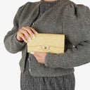 Chanel Quillted Caviar Yellow Leather Flap Wallet