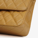 Chanel Medium Classic Vintage Double Flap Bag Beige Quilted Caviar Leather With Silver-Tone Hardware