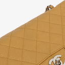 Chanel Medium Classic Vintage Double Flap Bag Beige Quilted Caviar Leather With Silver-Tone Hardware