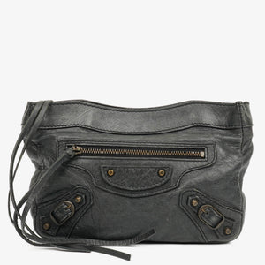 Balenciaga Black Chevre Leather Trousse Maquillage Cosmetic Pouch