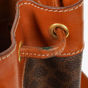 Celine Vintage Macadam Triomphe Brown Drawstring Bucket Bag