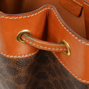 Celine Vintage Macadam Triomphe Brown Drawstring Bucket Bag