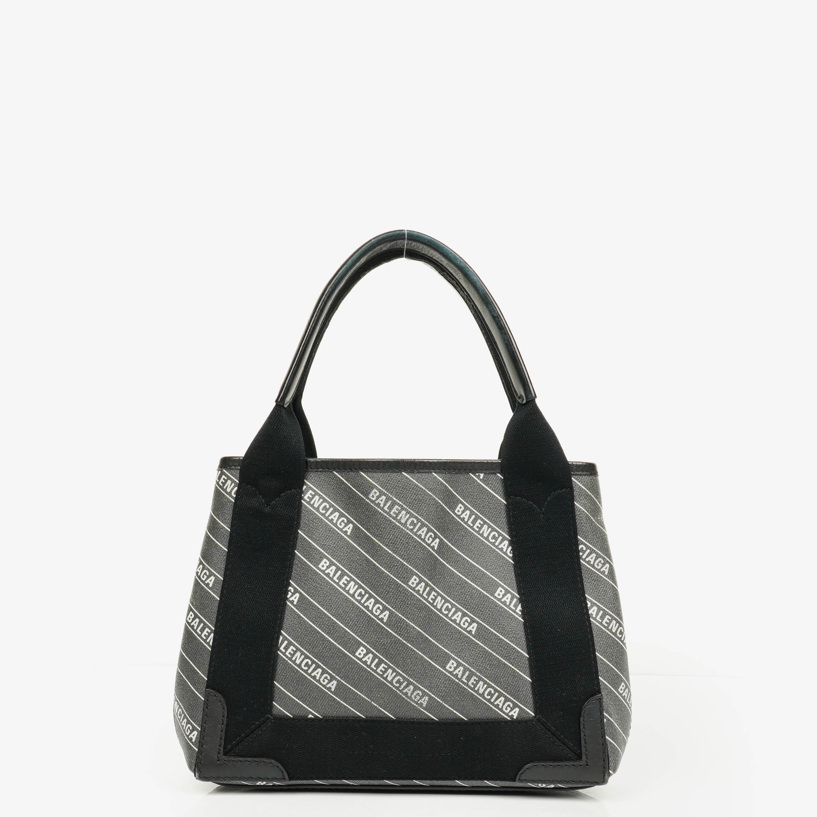Balenciaga Baumwolle Navy Canvas Kalbsleder Logo Print Cabas XS