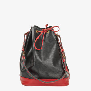 Louis Vuitton Noe GM Bi-Colour Black and Red EPI Leather Shoulder Bag