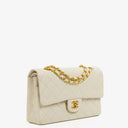 Chanel Medium Classic Vintage Double Flap Bag In White Quilted Lambskin And 24K Gold-Plated Hardware