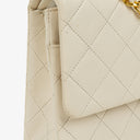 Chanel Medium Classic Vintage Double Flap Bag In White Quilted Lambskin And 24K Gold-Plated Hardware