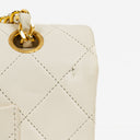 Chanel Medium Classic Vintage Double Flap Bag In White Quilted Lambskin And 24K Gold-Plated Hardware