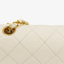 Chanel Medium Classic Vintage Double Flap Bag In White Quilted Lambskin And 24K Gold-Plated Hardware