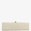 Chanel Medium Classic Vintage Double Flap Bag In White Quilted Lambskin And 24K Gold-Plated Hardware