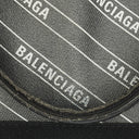 Balenciaga Cotton Navy Canvas Calfskin Logo Print Cabas XS