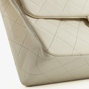Chanel Medium Classic Vintage Double Flap Bag In White Quilted Lambskin And 24K Gold-Plated Hardware
