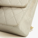 Chanel Medium Classic Vintage Double Flap Bag In White Quilted Lambskin And 24K Gold-Plated Hardware
