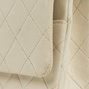 Chanel Medium Classic Vintage Double Flap Bag In White Quilted Lambskin And 24K Gold-Plated Hardware