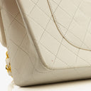 Chanel Medium Classic Vintage Double Flap Bag In White Quilted Lambskin And 24K Gold-Plated Hardware