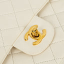 Chanel Medium Classic Vintage Double Flap Bag In White Quilted Lambskin And 24K Gold-Plated Hardware