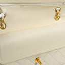 Chanel Medium Classic Vintage Double Flap Bag In White Quilted Lambskin And 24K Gold-Plated Hardware