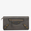 Balenciaga Grey Lambskin Leather Bi-Fold Long Continental Wallet