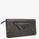 Balenciaga Grey Lambskin Leather Bi-Fold Long Continental Wallet